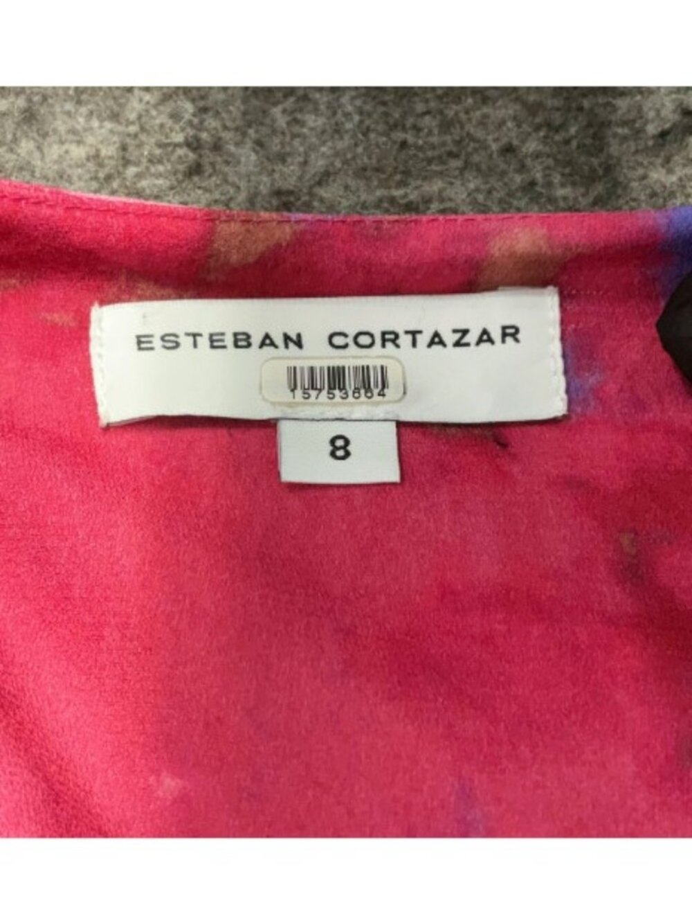 Esteban Cortazar Cocktail Dress Size 8 Pink Floral Fit Flare Watercolor Coquette - Picture 6 of 7
